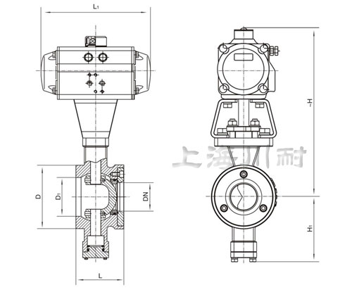 氣動V型不銹鋼對夾球閥結(jié)構(gòu)