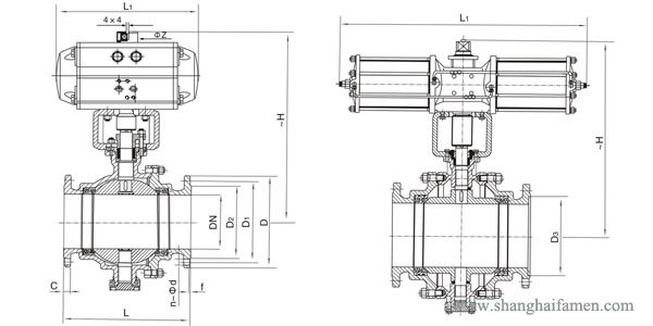耐高溫氣動球閥結構圖